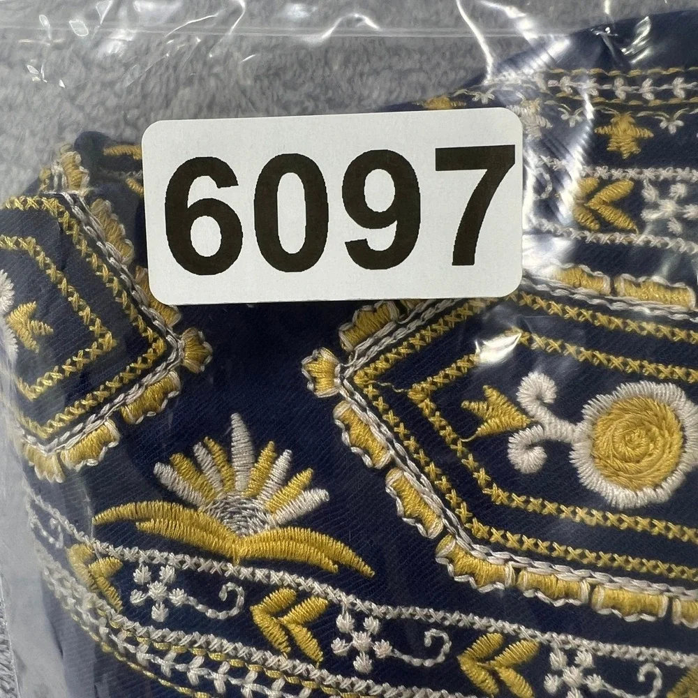 Solitaire Medium Blue‎ Embroidered Rayon Peasant Dress Bohemian Festival
